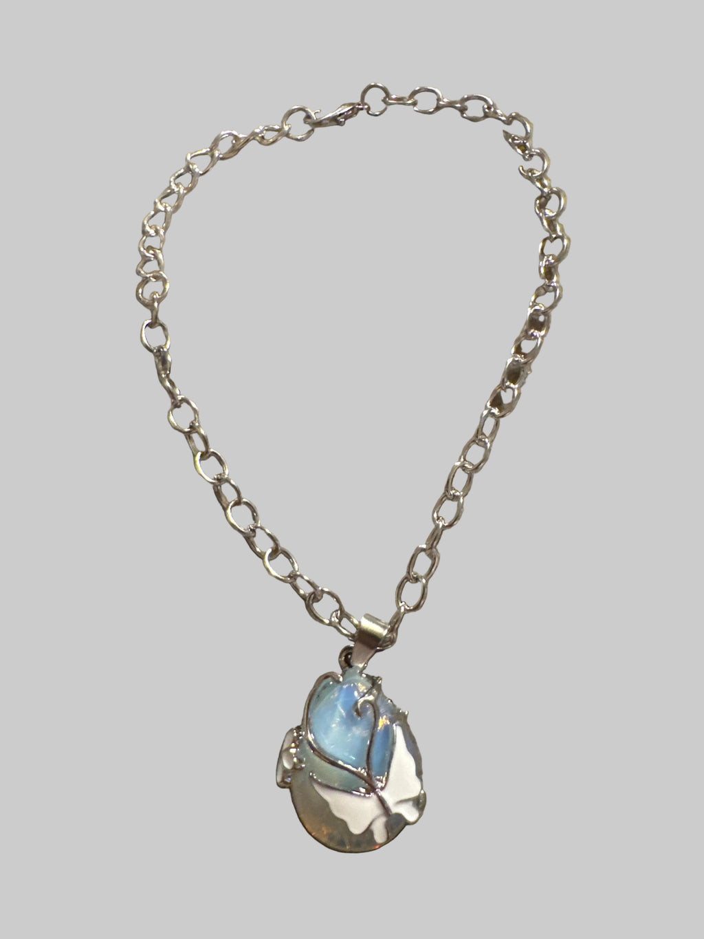 Cosmic Butterfly Gem Iridescent Blue Adjustable Necklace and Bracelet Set