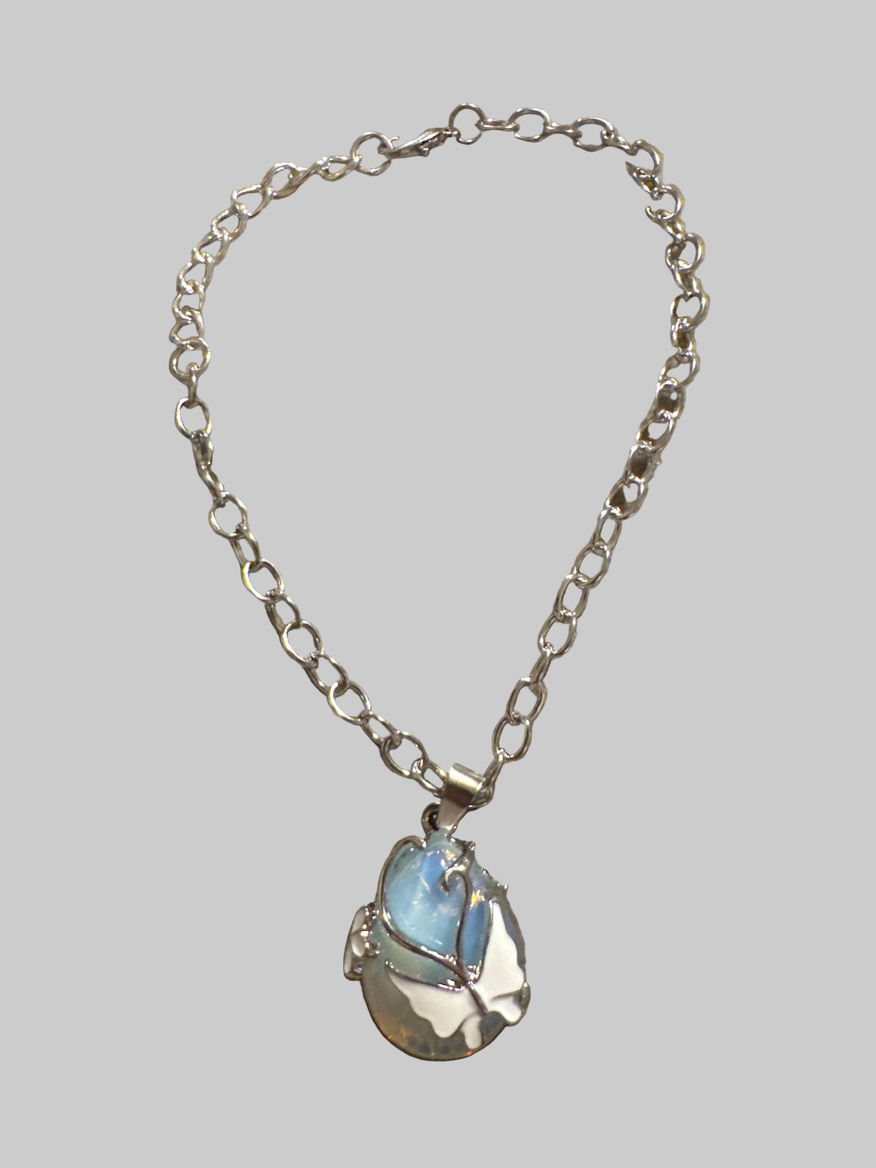 Cosmic Butterfly Gem Iridescent Blue Adjustable Necklace and Bracelet Set