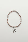 Deep Sea Diving - Rosy Cheeks Silver Starfish - 7” Beaded Bracelet