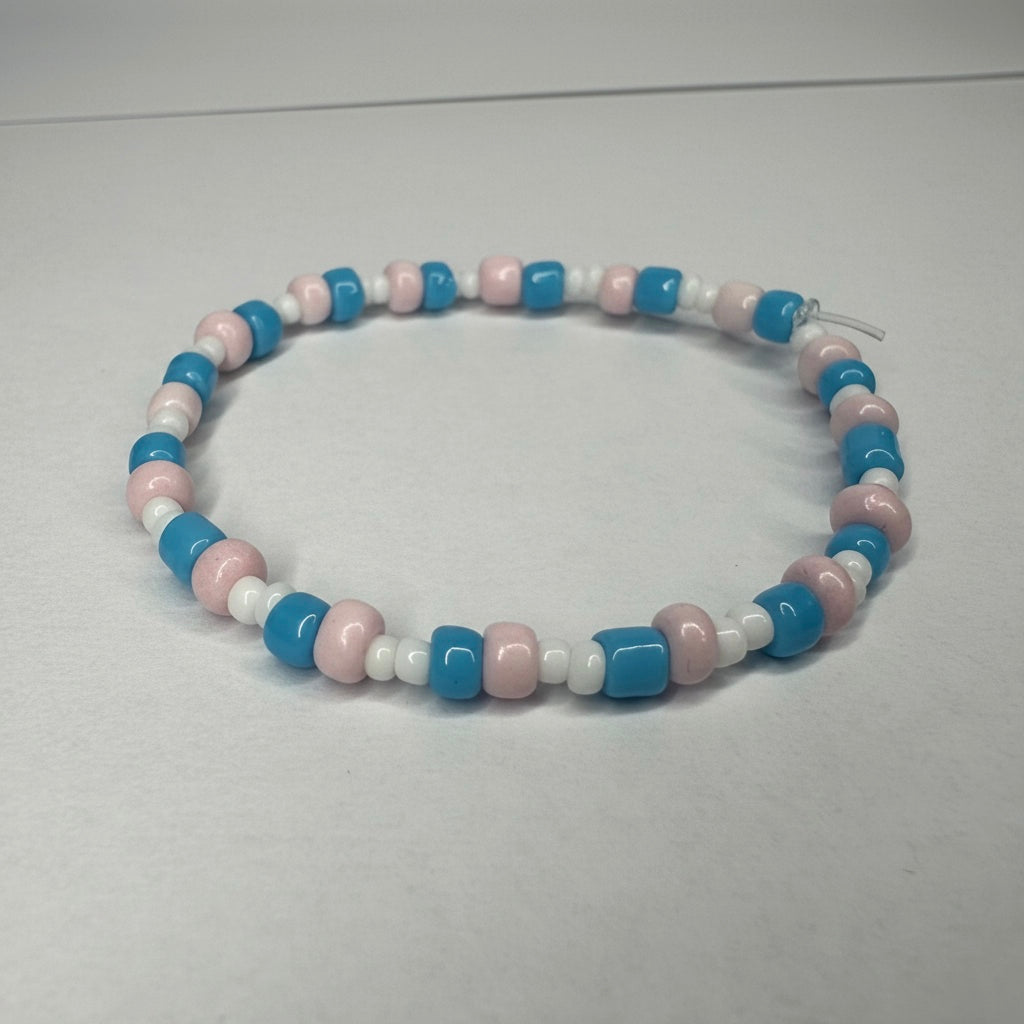 PRIDE - Transgender Flag Beaded Bracelet 6” and 7”
