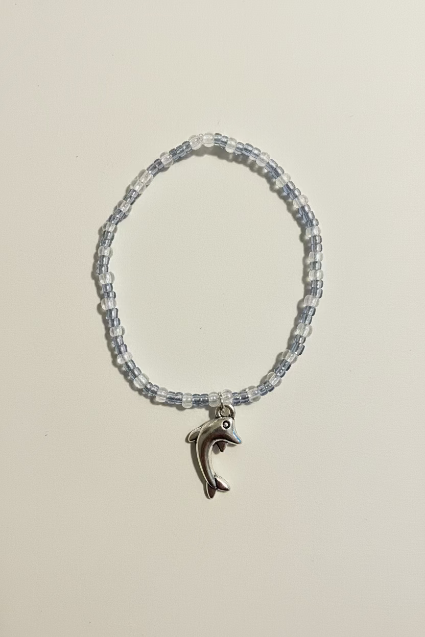 Deep Sea Diving - Dolphin (Silver) Beaded Bracelet 6” and 7”