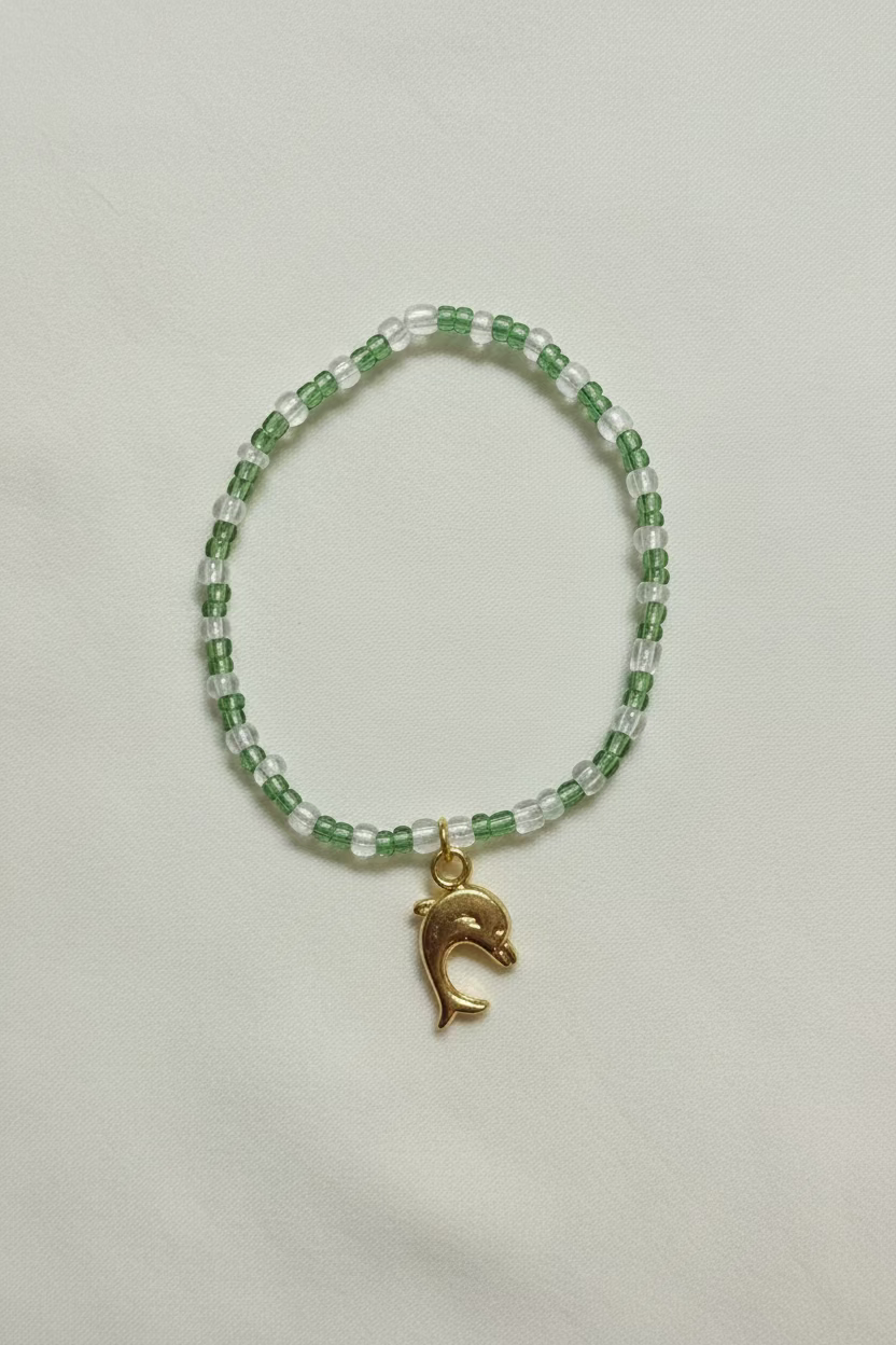 Deep Sea Diving - Dolphin (Gold) Beaded Bracelet 6” and 7”
