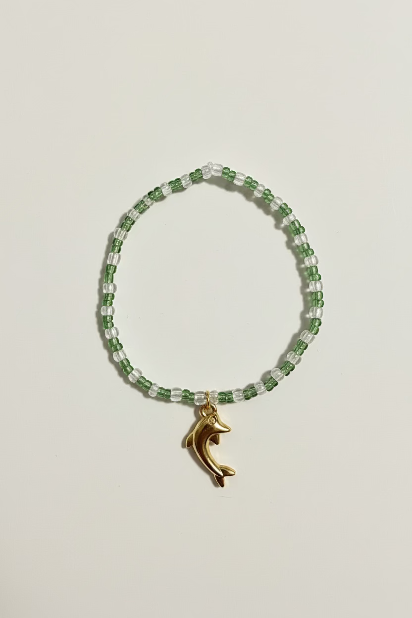 Deep Sea Diving - Dolphin (Gold) Beaded Bracelet 6” and 7”