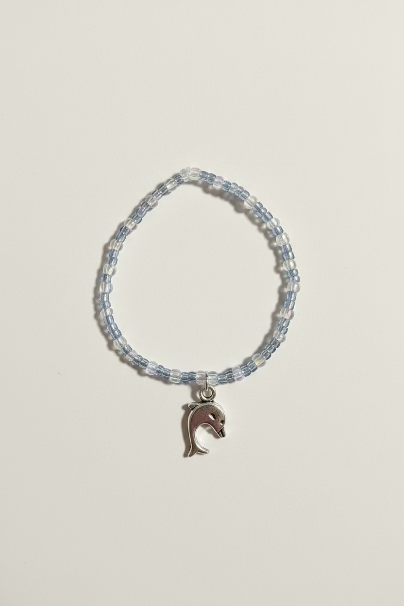 Deep Sea Diving - Dolphin (Silver) Beaded Bracelet 6” and 7”